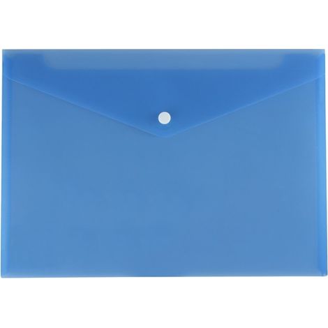 Carpeta tipo sobre transparente azul tama帽o A4 con cierre a presi贸n Q-Connect KF03596