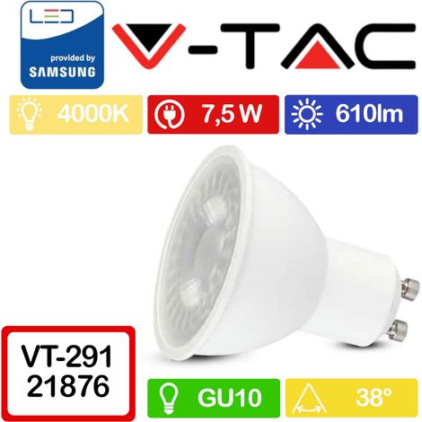 V-TAC PRO VT-291 Faretto LED Chip Samsung GU10 8W 38° 4000K - SKU 876