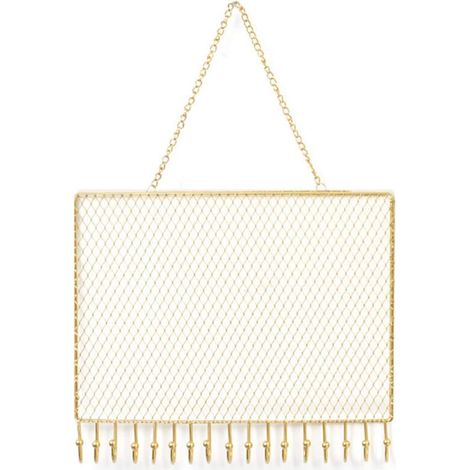 Organisateur de bijoux à suspendre, support mural en métal pour boucles d'oreilles avec crochets pour filles et femmes 25 x 21 cm (version horizontale). (1/5)