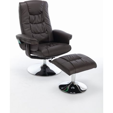 PU-gepolsterter Massagesessel mit osmanischer Fußstütze und 5-Punkt-Massagegerät für Wohnzimmer und Schlafzimmer, Braun