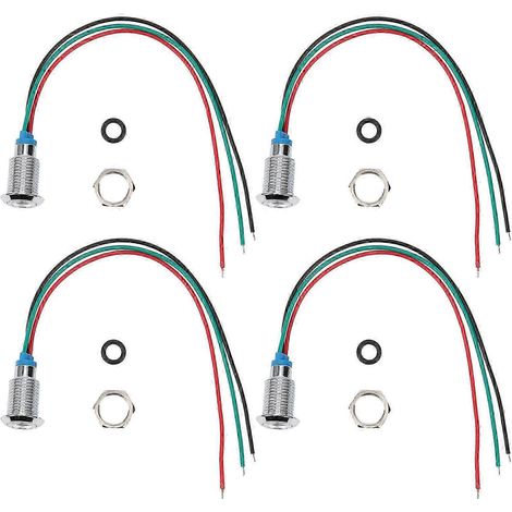 Lot de 4 LEDs rondes 10mm étanches métal bicolore anode commune 3-6V rouge et vert, pré-câblées (1/5)