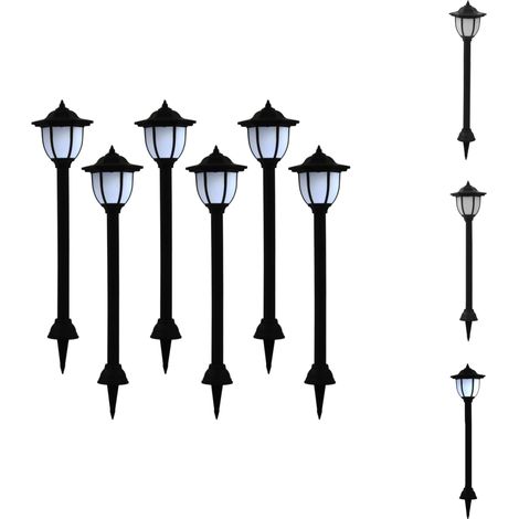 Solar-Außenleuchten 6 Stk. LED Schwarz - LED Solarleuchte - Gartenbeleuchtung - Außenstehleuchte - Solar Lampen - Solarlaterne (1/5)