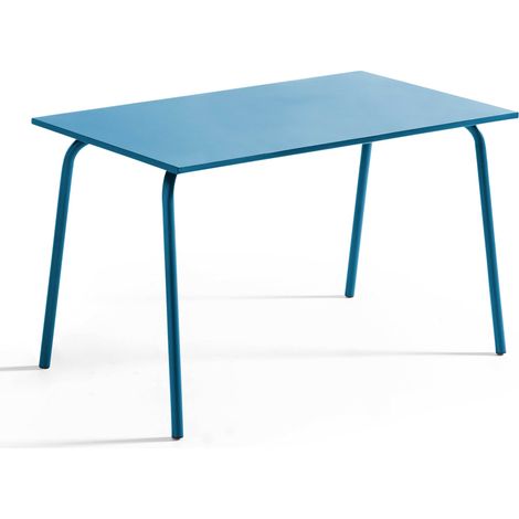 Table de jardin en acier bleu pacific - Palavas (1/5)