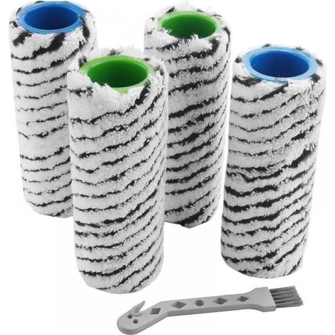 Rouleaux de Nettoyeur de Sol Compatibles Karcher FC7 FC5, Lot de 2 Noirs à Double Rayure (1/4)