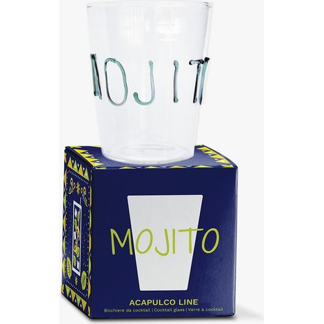 WD LifeStyle Bicchiere da Cocktail Vetro Borosilicato Cc  500 Ml Scritta Mojito (1/2)