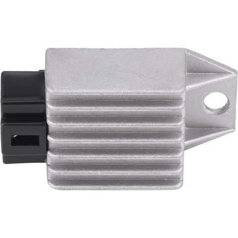 Régulateur rectificateur de tension 12V 4 broches universel argent noir caoutchouc plastique métal pour scooter moto quad kart buggy GY6 50cc 150cc avant rectangulaire neuf 1 pièce (1/5)