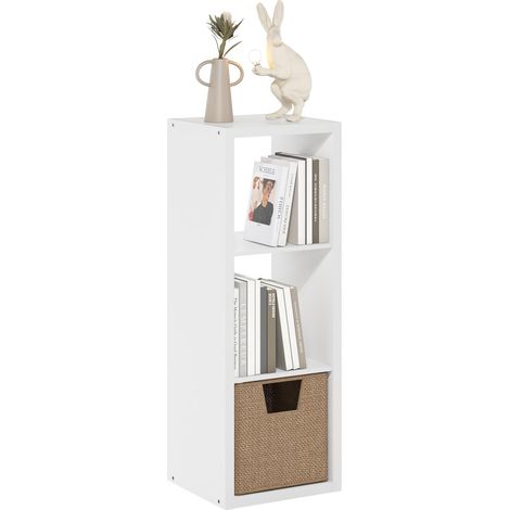 Bibliothèque, Étagère À 3 Cubes avec Structure Épaisse, Réversible Horizontalement Et Verticalement, Dos Ouvert, Idéale pour Le Salon, La Chambre Ou Le Bureau, Blanche. (1/5)