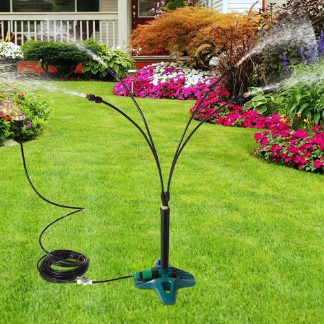 Misting System on Green Stand, 27 x 25 x 20.5 cm Portable Outdoor Patio Spray for Swimming Pool Garden Water Activities BBQ Party (1/5)