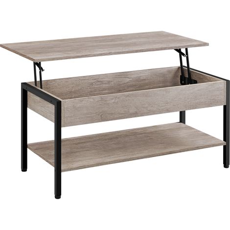 Homevive Mesa de Centro Elevable Mesa de Café con Revistero Mesa Baja de Industrial para Sofa Salon 104,5x49,5X(47-62) cm Gris (1/5)