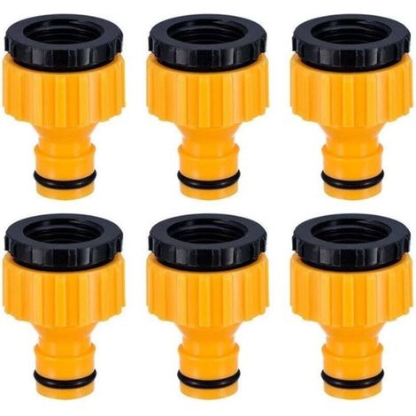 Plastique 3 / 4 "et 1 / 2" robinet fileté buse débit robinet connecteur adaptateur de robinet fileté pack de 6 (1/4)