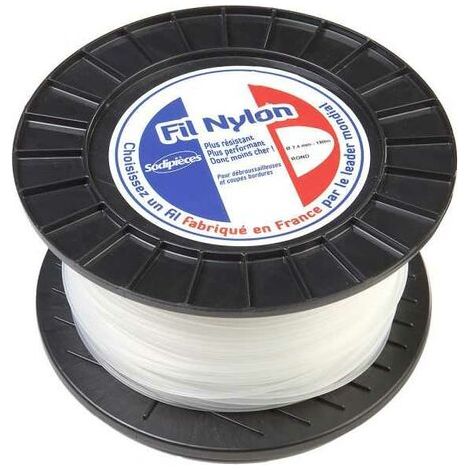 Fil nylon 4 mm x 90 m Rond Blanc Bobine