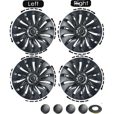 Copricerchi per Tesla Model Y, misura 19 pollici, finitura grigio piombo o nero opaco. (1/2)
