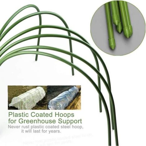 Lot de 6 cerceaux de serre de jardin pour support de plantes avec revêtement en plastique (1/4)