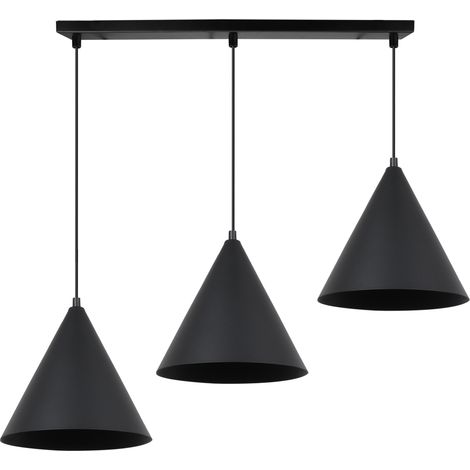 LÁMPARA COLGANTE SOHO NEGRA 3 PLATOS 25CM E27