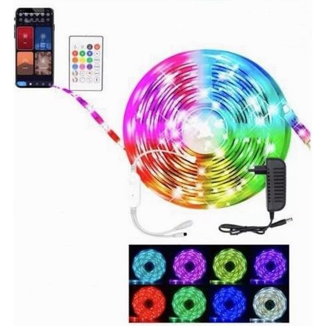 TrAdE Shop Traesio - Striscia Led Digitale Intelligente Wifi Kit 5mt 24w Rgb Sincronizza Musica Xz-d031 - (1/5)