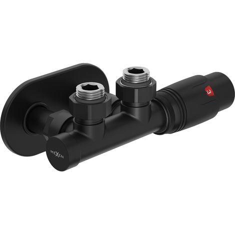 Mexen G00 set termostatico angolare con mascherina R, Duplex, DN50, nero - W907-900-905-70 (1/3)