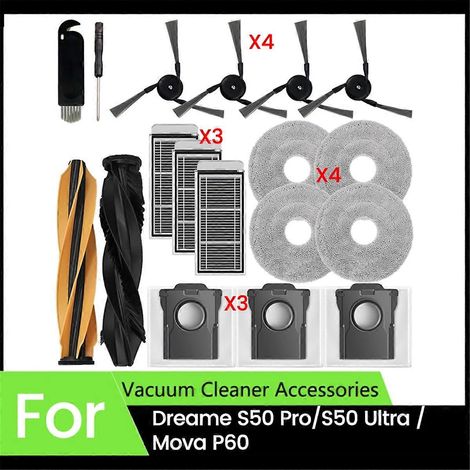 Filtre pour aspirateur brosse pour aspirateur Filtre de brosse pour aspirateur filtre de S50 Pro/S50 Ultra / P60 Aspirateur accessoires Main Side Brosse Filtres Dust Bags Serpillière Pads pièce détach (1/5)