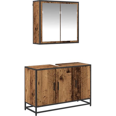 Maison Exclusive - Juego de muebles de baño con estante 2 pcs Mad
