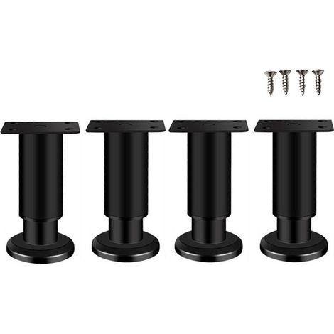 Ensemble de 4 pieds de table réglables en hauteur, supports de remplacement robustes en métal pour meubles, adaptés aux armoires, canapés, tables, tables de chevet, noir 8 8 blanc (1/5)