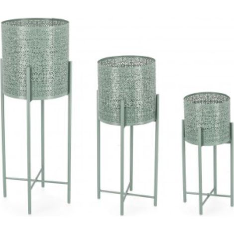 Set 3 PortaVaso Kalidas Tondo Alto Verde per uso interno ed esterno.