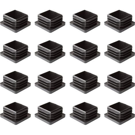 16 Pièces - Toutes les Tailles - Bouchons Embouts Carrés Nervurés Pour Pieds Tubulaires De Meubles, Tables & Chaises (19mm, Noir)