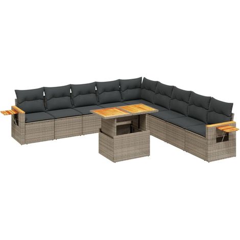 Maison Exclusive - 11-tlg. Garten-Sofagarnitur mit Kissen Grau Po (1/3)