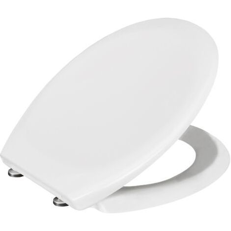 Abattant WC suspendu en plastique thermodurci blanc – charnières réglables – frein de chute – fixation supérieure (1/5)