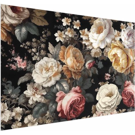 Poster – Bunte Blumen auf schwarzem Hintergrund (1/4)