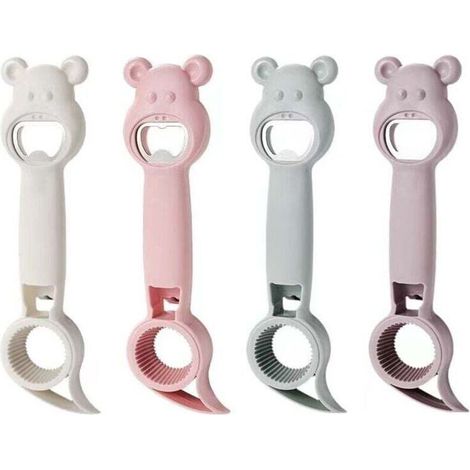 Lot De 4 Ouvre-Bouteille 4 en 1 Multifonction Manuel Ours Ouvre Bocal Décapsuleur Ouvre Canette Ouvre Bocaux Ouvre-Bouteille de Bière Décapsuleur de Bouteille Pour Bière Boîtes (1/4)