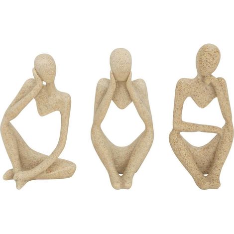 Lot de 3 Statuettes Femmes "Aby" 11cm Beige (1/5)