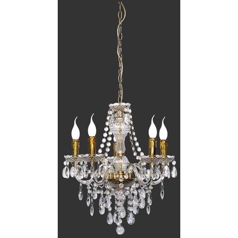 Lustre baroque, Lustre baroque 5 Lampes Laiton en Acrylique, TRIO (1/2)