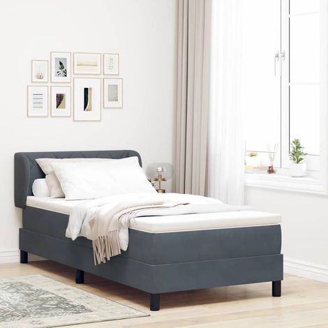 Boxspringbett mit Kopfteil Dunkelgrau 90 x 190 cm Samt