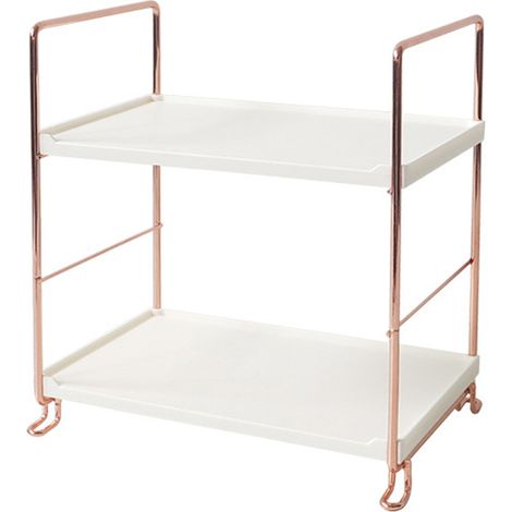 Étagère de rangement empilable autoportante en plastique/métal, étagère de rangement à poser sur le comptoir de la salle de bain (1/5)