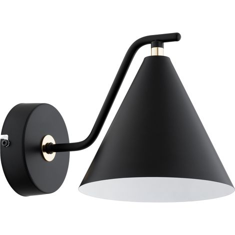 Applique Atlas minimaliste noire cône doré E27 15W