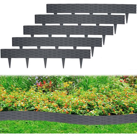 AUFUN 5m Rotin Bordure de pelouse avec 5 éléments de 100 cm