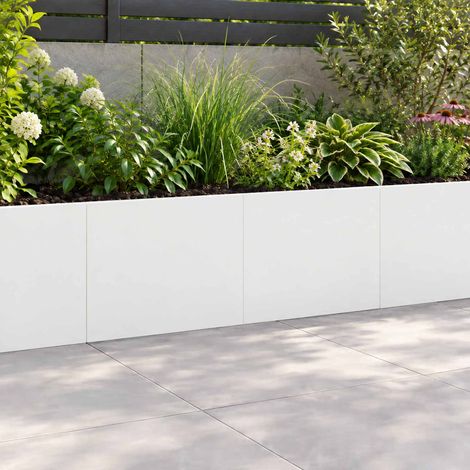 vidaXL Retaining Wall 2 pcs 60 x 12 x 50 cm Steel White (1/5)