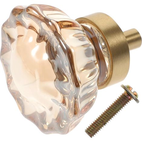 Poignées de tiroir en verre VILLCASE, motif floral doré, boutons (1/5)