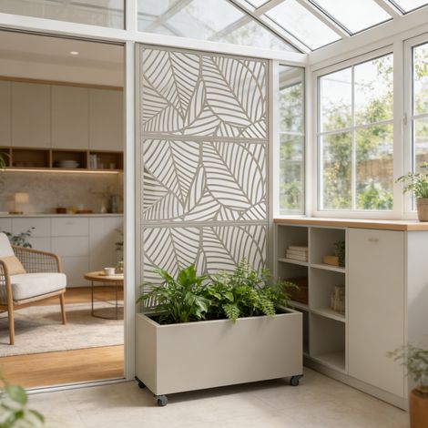 Tabique Surnskoki con jardinera acero 190x82x38cm - Beige ajo (1/5)