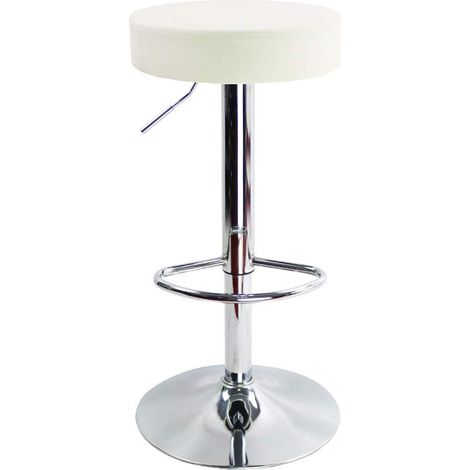 Tabouret de Bar Réglable en Hauteur Rotatif Tabouret de Travail Tabouret de Bureau en Cuir synthétique Blanc (1/5)