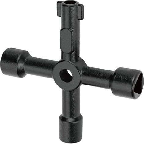 Clé universelle pour armoire électrique, clé utilitaire en croix multifonction pour plombier, électricien (noir)