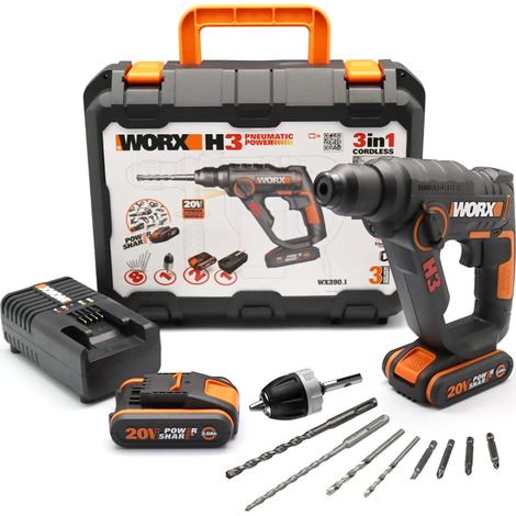 Trapano, Avvitatore, Martello Pneumatico 2 Batterie 20V/2Ah Worx WX390.1 (1/4)