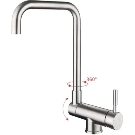 BUNTHAUS Robinet de cuisine pliable, robinet d'évier pliable, robinets de cuisine cachés, robinet de cuisine pour évier de fenêtre intérieure, robinet pliable (couleur acier inoxydable) (1/4)