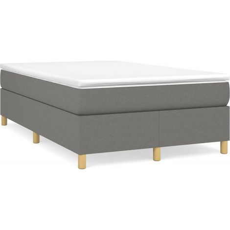 Lit double  Lit adulte  Sommier à lattes de lit avec matelas Gris foncé 120x200cm Tissu