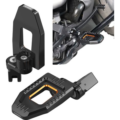 Reposapiés ajustable para mayor comodidad, aluminio resistente, color negro/naranja. (1/2)