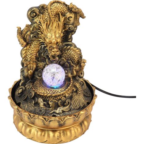 Statue Dragon Résine LED Fontaine de Bureau Déco Maison Office Cadeau Artisanat Prise UE 220V (1/5)