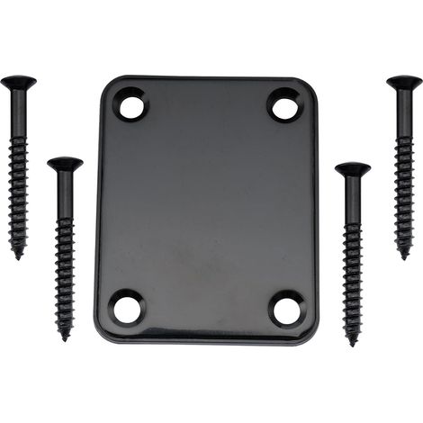 Plaque de fixation du manche en métal pour guitare électrique Fender Strat, Tele ou basse, noire (1/5)