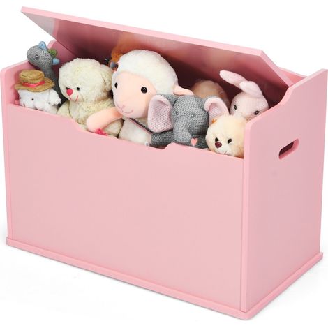 COSTWAY Large Wooden Toy Box Lift-Top Storage Chest Toy Organizer w/ Seating Bench (1/5)