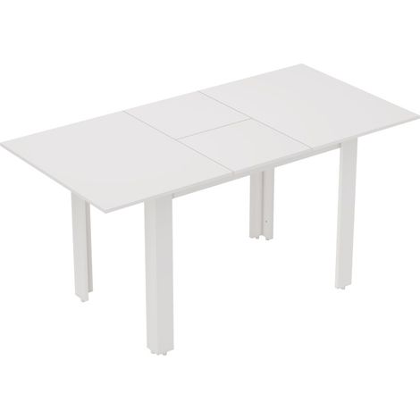 Mesa de comedor extensible blanca en alto brillo, MDF, para 4-6 personas, HOMVRA (1/5)