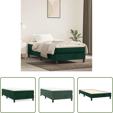 vidaXL Matelas - Cadre de lit à lattes vert foncé 80x200 cm velours (1/5)