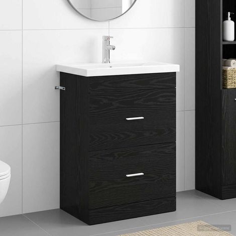 Juego de muebles de baño Roble Negro 61 x 40 x 84,5 cm